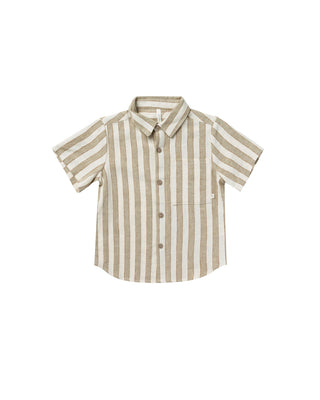 Collared Short Sleeve Shirt- Autumn Stripe