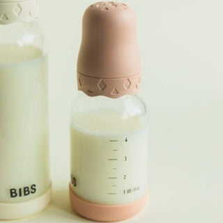 BIBS Glass Boheme Baby Bottle Round Latex 120ml Slow Flow - Blush