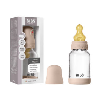 BIBS Glass Boheme Baby Bottle Round Latex 120ml Slow Flow - Blush