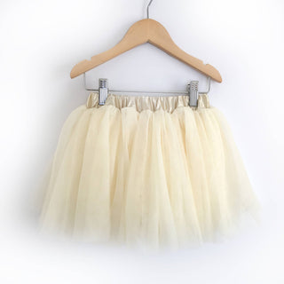 Cream Knee Length Tulle Skirt