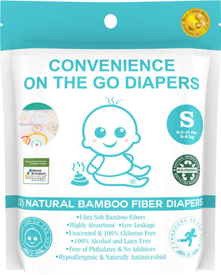 Small Bamboo Fiber Diapers 2 Pack