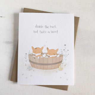 Twice As Sweet - Twin Fox Baby Card