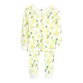 Kids Long John Pajama Set -  Lemon