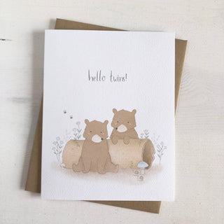 Hello Twins - Twin Bear Baby Card