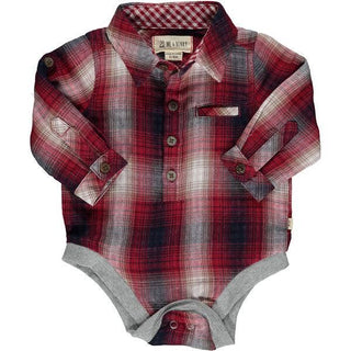 Red/Navy Plaid woven onesie