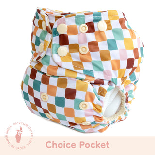 Pocket Cloth Diaper with Athletic Wicking Jersey Checkers