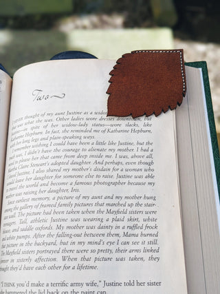 Alder Leaf Leather Bookmark