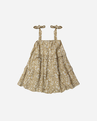 Ruffled swing dress- Golden Ditsy