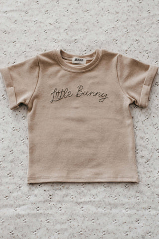 Little Bunny Embroidery Text Bodysuit/Tee